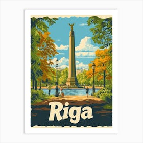 Aihrgdesign A Retro Travel Poster For Riga 1 Art Print