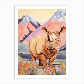 Colourful Flowers & Rhino 3 Art Print