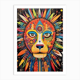 Lion Art Painting Outsider Style 1 Art Print