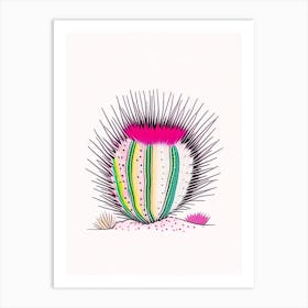 Hedgehog Cactus Minimal Line Drawing 2 Art Print