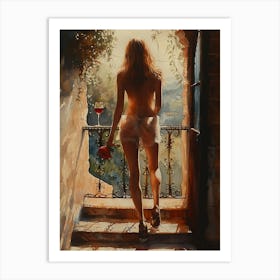 Woman With A Glass Of Wine 5 Art Print