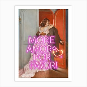 More amor por favor, vintage altered art, trendy wall at Art Print