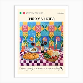 Vino E Cucina Trattoria Italian Poster Food Kitchen Art Print