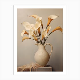 Calla Lily, Autumn Fall Flowers Sitting In A White Vase, Farmhouse Style 4 Art Print