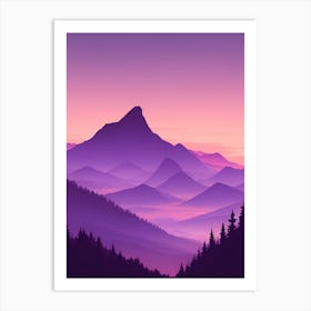 Misty Mountains Vertical Composition In Purple Tone 16 Art Print