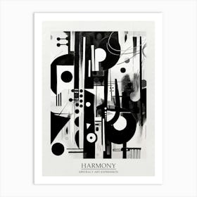 Harmony Abstract Black And White 4 Poster Art Print