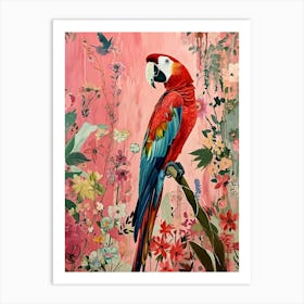 Floral Animal Painting Parrot 3 Art Print