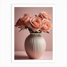 A Vase Of Pink Roses 12 Art Print