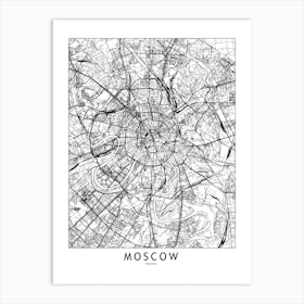 Moscow White Map Line Art Print
