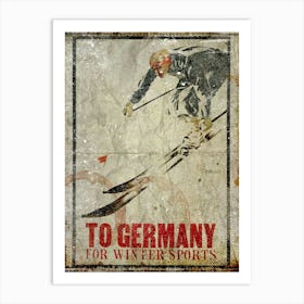 Vintage Travel Poster ― To Germany For Winter Sports 2 Art Print