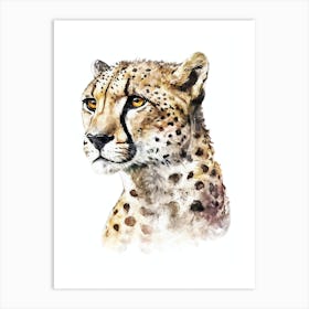 Cheetah Animal Watercolor Painting Portrait  Art Print