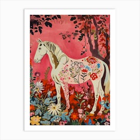 Floral Animal Painting Horse 2 Art Print