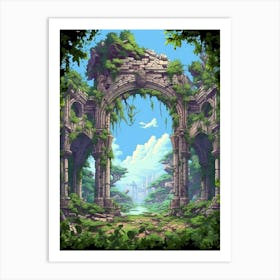 Ruins Landscape Pixel Art 1 Art Print
