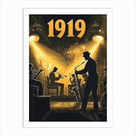 Aihrgdesign A Retro Poster Of A Lively 1919 Jazz Club Featuri F40aa2af 9c09 4e52 9309 Bcd455773fbc 3 Art Print