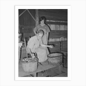 Wife Of Tenant Farmer Living Near Muskogee Picking Over Tomatoes Before Peeling For Canning, Refer To General Art Print