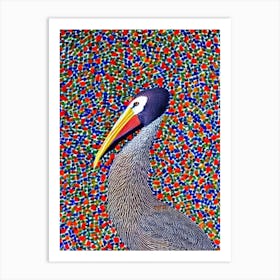 Brown Pelican 2 Yayoi Kusama Style Illustration Bird Art Print