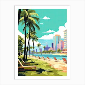 Miami Beach Florida, Usa, Flat Illustration 2 Art Print