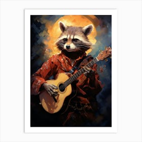 Raccoon Playing Guitar 2 Art Print