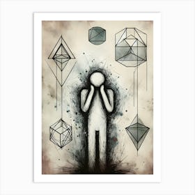 Man In Front Of Geometric Shapes Art Print