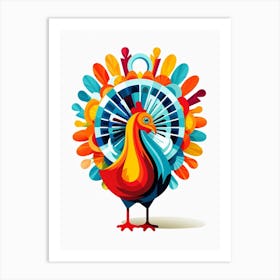 Colourful Geometric Bird Turkey 2 Art Print