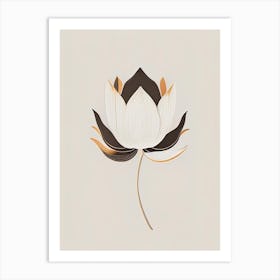 Amur Lotus Retro Minimal 1 Art Print