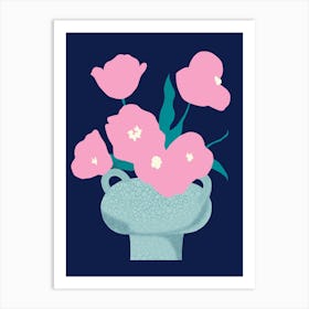 Pink Flowers In A Vase Art Print