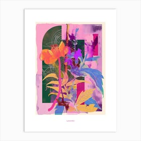 Lavender Neon Flower Collage Poster Art Print