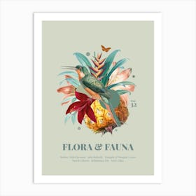 Flora & Fauna with Jacamar Art Print
