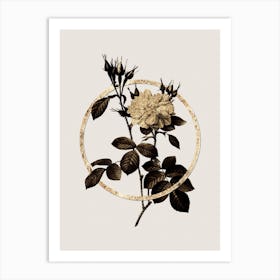 Gold Ring Autumn Damask Rose Glitter Botanical Illustration n.0062 Art Print