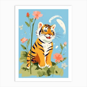 Tiger In Flowers Art Print