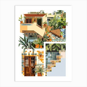 House With Potted Plants Art Print