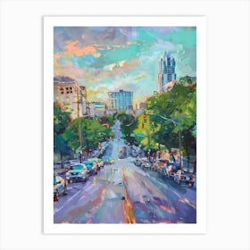 South Congress Avenue Austin Texas Oil Painting 1 Art Print