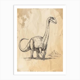 Dimorphodon Dinosaur Sepia Illustration Art Print