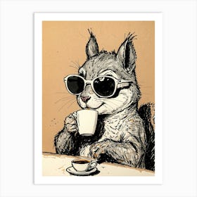 Squirrel In Sunglasses 1 Art Print