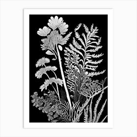 Club Moss Wildflower Linocut 2 Art Print
