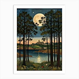 William Morris Moonlight Over The Lake Art Print