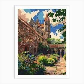 The Cloisters New York Colourful Silkscreen Illustration 4 Art Print