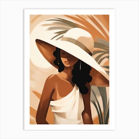 Woman In White Hat Art Print