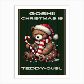 Bear in Christmas Lights Art Print