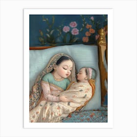 Indian Miniature Painting of Mother And Child Art Print