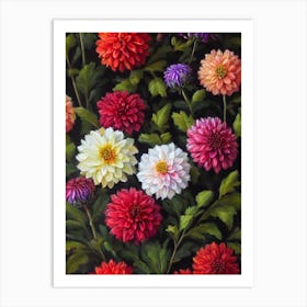 Dahlia Still Life Oil Painting Flower Art Print