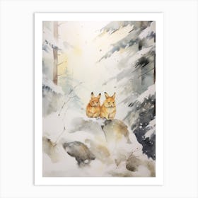 Winter Watercolour Pika 3 Art Print