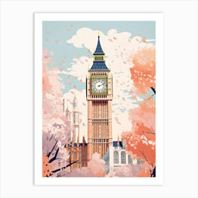 Big Ben, London   Cute Botanical Illustration Travel 6 Art Print