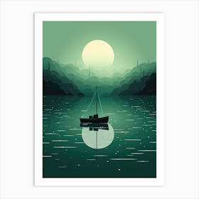 Boat On A Lake Art Print