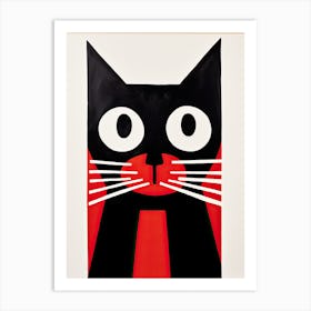 Feline Geometry Unleashed: Minimalist Cubist Meowsterpieces Art Print