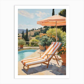 Sun Lounger By The Pool In Rome Italy Art Print