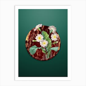 Vintage Grandiflora Botanical in Gilded Marble on Dark Spring Green Art Print
