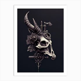 Animal Skull Pink 1 Stream Punk Art Print