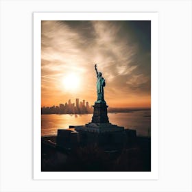 Statue Of Liberty At Sunset Art Print