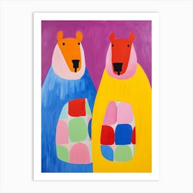 Colourful Kids Animal Art Capybara 3 Art Print